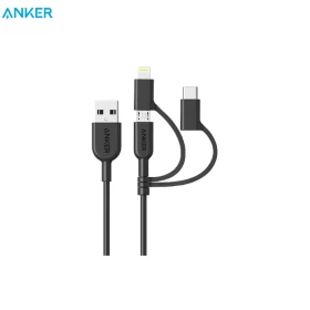 Anker 3 in 1 Cable Power Line II -3ft -Black -A8436H12